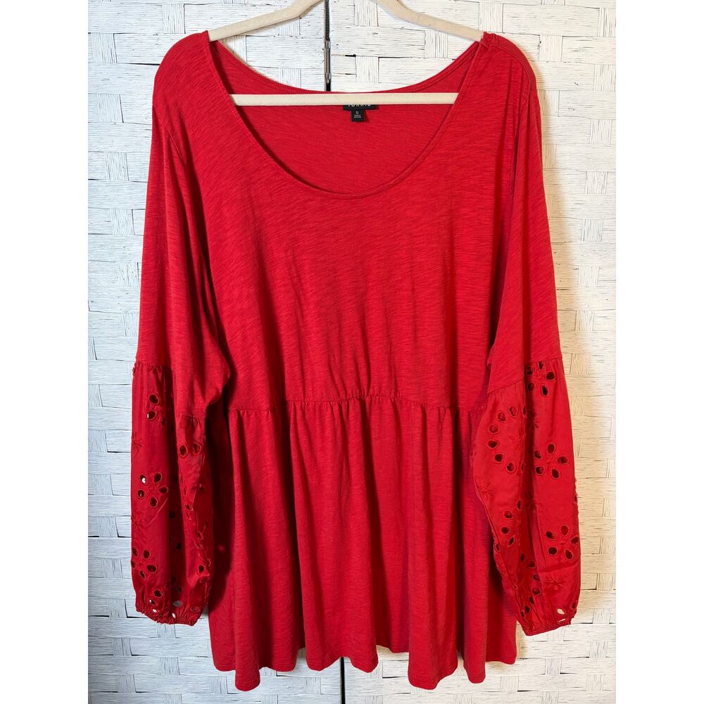 Torrid women's blouse balloon sleeve embroidered eyelet Romantic plus size
